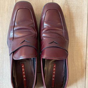 Prada Men's Leather Loafers Burgundy Color Size 8.5 US - Good Condition